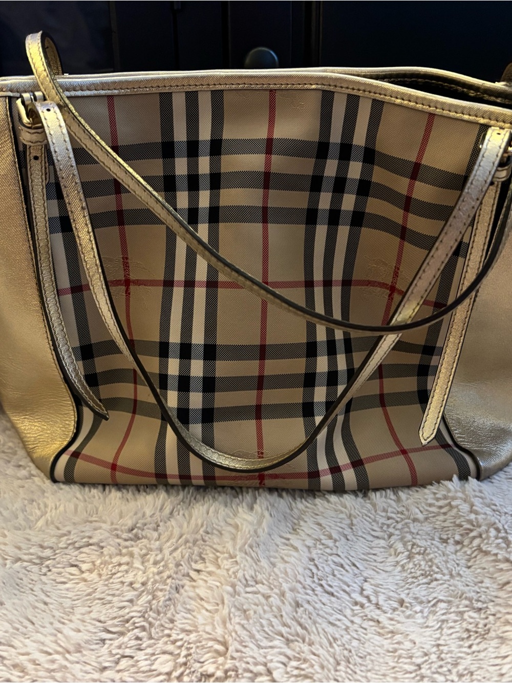 ✨RARE VINTAGE BURBERRY✨ Small Canter in Horseferry Check Beige Gold - Picture 3 of 16